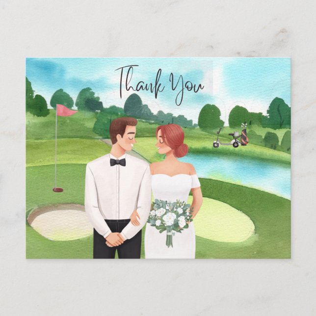 Carte Postale Mariée de golf et mariage de golf de Groom (Devant)