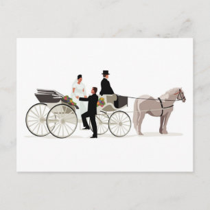 Carte Postale Mariée et chambre et un transport Mariage