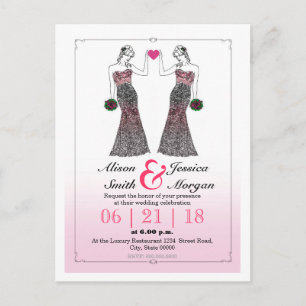 Carte Postale Mariée et Mariée - Invitation de mariage lesbien