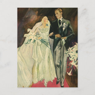 Carte Postale Mariée et mariée Mariage Art déco vintage mariée e