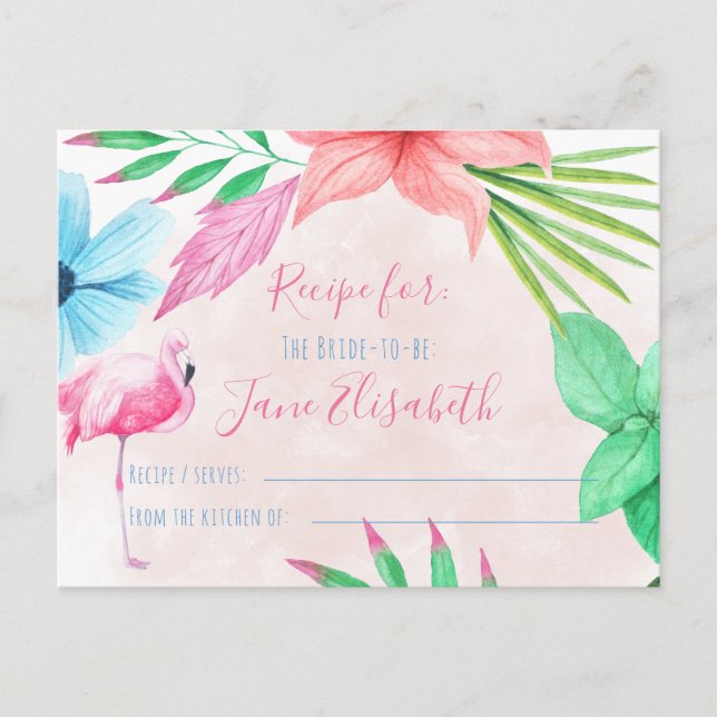 Carte Postale Mariée florale d'aquarelle tropicale pour être la  (Devant)