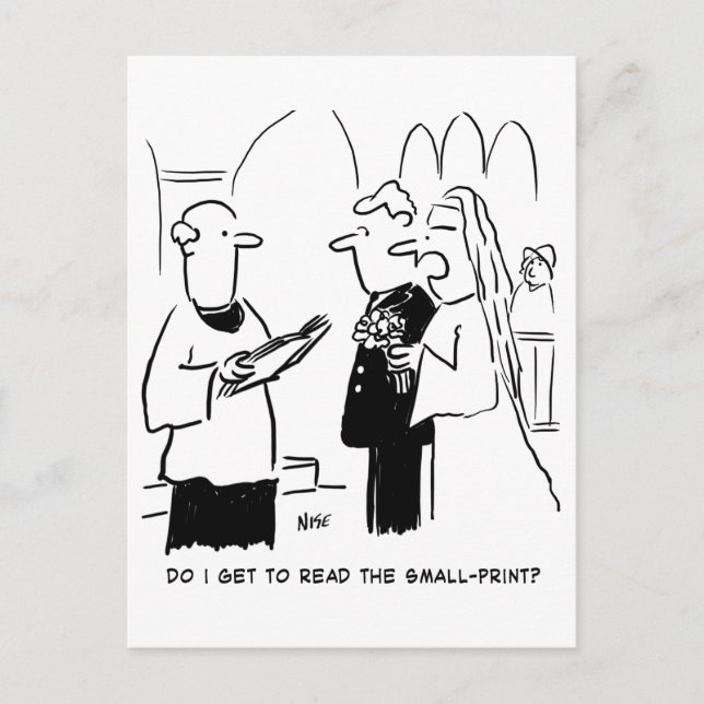 Carte Postale Mariée veut vérifier le petit dessin imprimé (Devant)