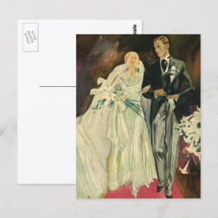Carte Postale Mariés de mariage Art Déco vintage