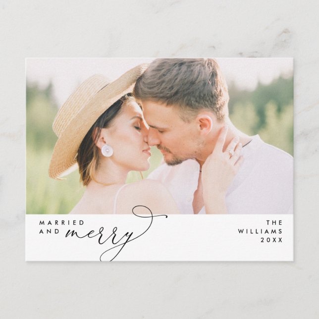 Carte Postale Mariés et Gais Mariage Moderne Photo Vacances (Devant)