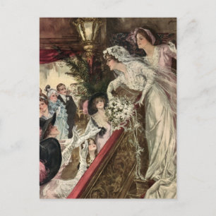 Carte Postale Mariés vintages, Mariée victorienne, Bouquet de ch