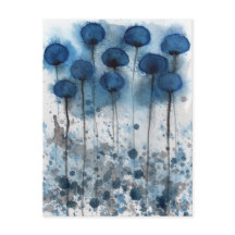 Carte postale Marine Blue and Grey Poppies, Jardin