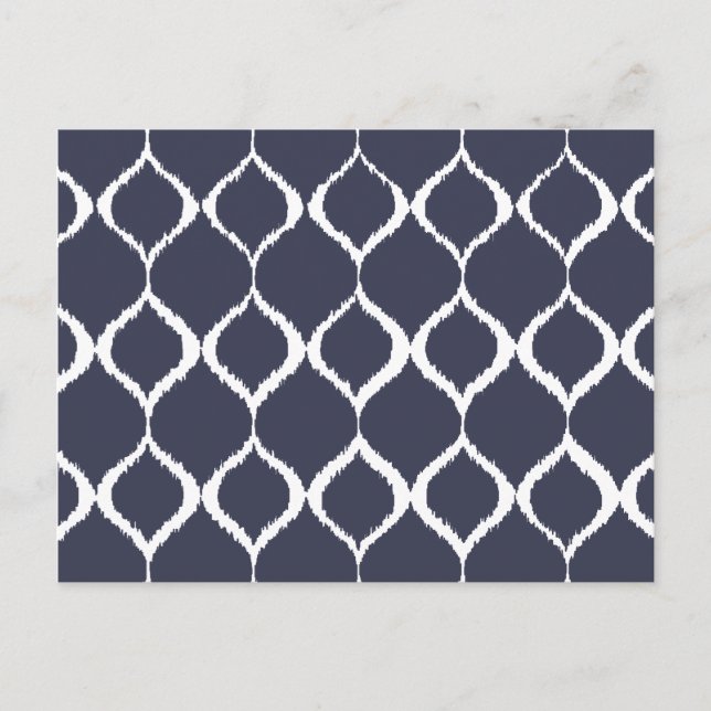 Carte Postale Marine Blue Geometry Ikat Tribal Print Motif (Devant)