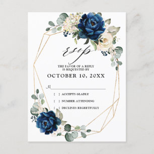Carte Postale Marine Gold White Champagne Ivory Roses Mariage RS