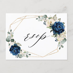 Carte Postale Marine Gold White Champagne Ivrée Géométrique RSVP