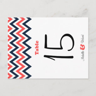 Carte Postale Marine moderne et Coral Chevron & Lovebirds Mariag