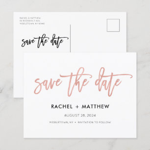 Carte Postale Marine & Rose Gold Glam Chic Enregistrer La Date C