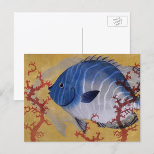 Carte Postale Marine vintage Marine Vie Tropical Blue Fish Coral