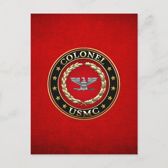 Carte Postale Marines des États-Unis : Colonel (USMC Col) [3D] (Devant)