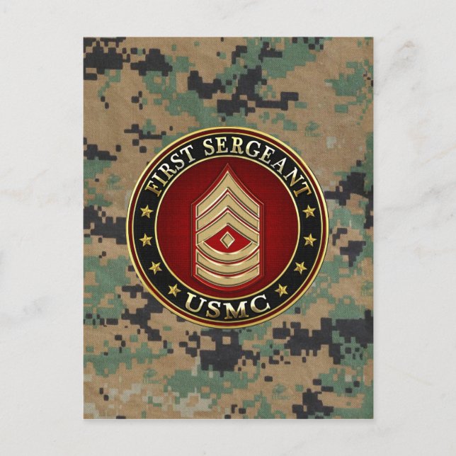 Carte Postale Marines des États-Unis : Premier sergent (USMC 1er (Devant)