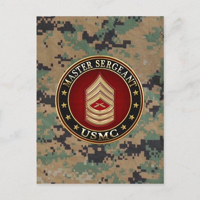 Carte Postale Marines des États-Unis : Sergent-maître (USMC MSgt (Devant)