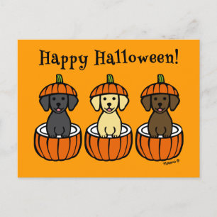 Carte Postale Marionnettes et Citrouilles du Labrador d'Hallowee