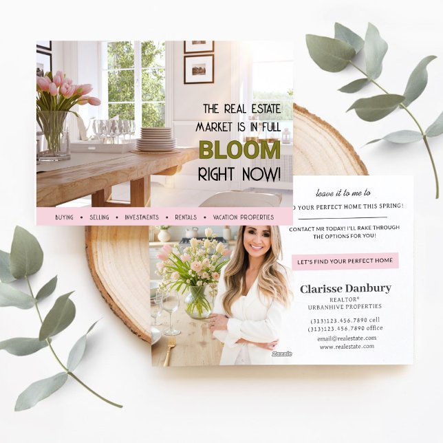 Carte postale Marketing de l'agent immobilier Spri (Spring Bloom Real Estate Agent Marketing Postcard)