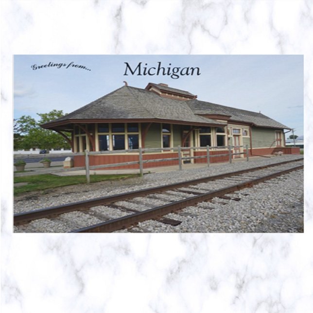 Carte Postale Marlette Train Depot Michigan USA (Créateur téléchargé)