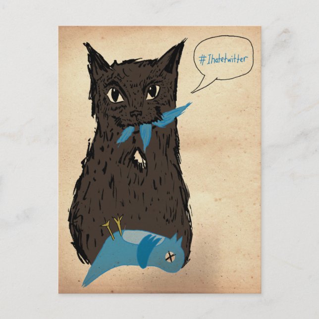 Carte Postale Marley Fish déteste Twitter (Devant)