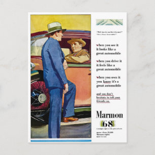 Carte Postale Marmon 68 - Annonce automobile Vintage