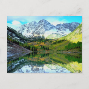 Carte Postale Maroon Bells se reflétant dans le lac Maroon