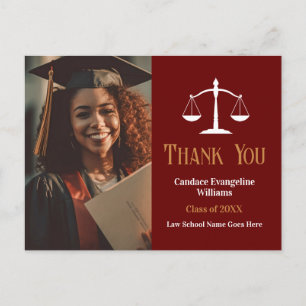 Carte Postale Maroon Gold Law School Graduation Merci photo