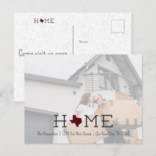 Carte Postale Maroon HOME Texas Moving Faire-part