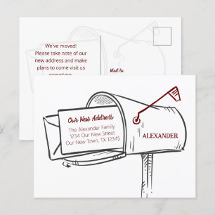 Carte Postale Maroon Nous Avons Déplacé La Boîte Aux Lettres En