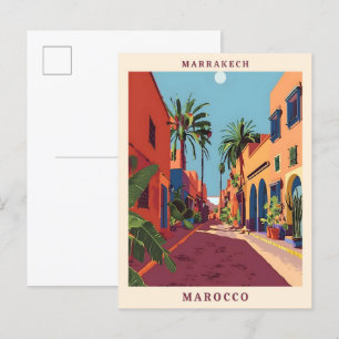 Carte Postale Marrakech Marocco Élégant Vintage voyage d'art