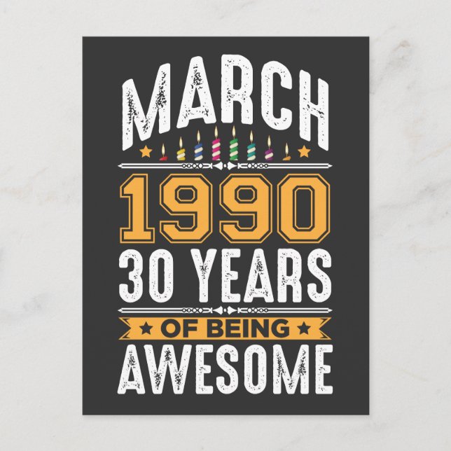 Carte Postale Mars 1990 30 Ans 30e Anniversaire (Devant)