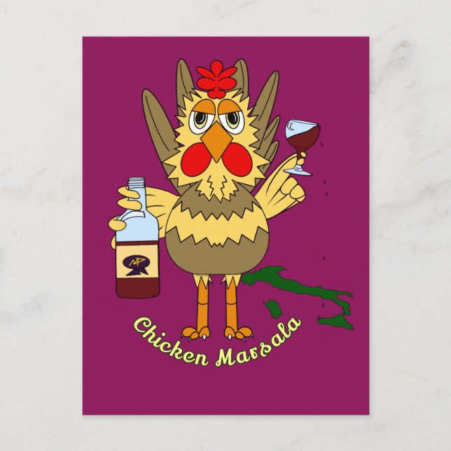 Carte Postale Marsala de poulet ~ Drôle poulet (Devant)