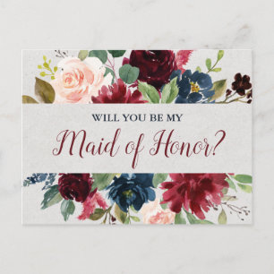 Carte Postale Marsala & Mariage de la Marine Floral Maid of Hono