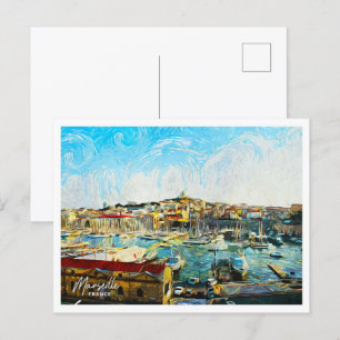 Carte Postale Marseille France Belle peinture à huile Paysage