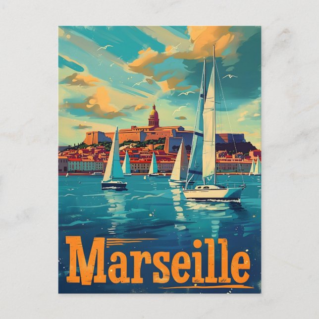 Carte Postale Marseille Sunshine : Bliss à voile Méditerranée (Devant)