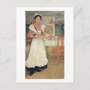 Carte Postale Martina portant le petit déjeuner sur un plateau, 