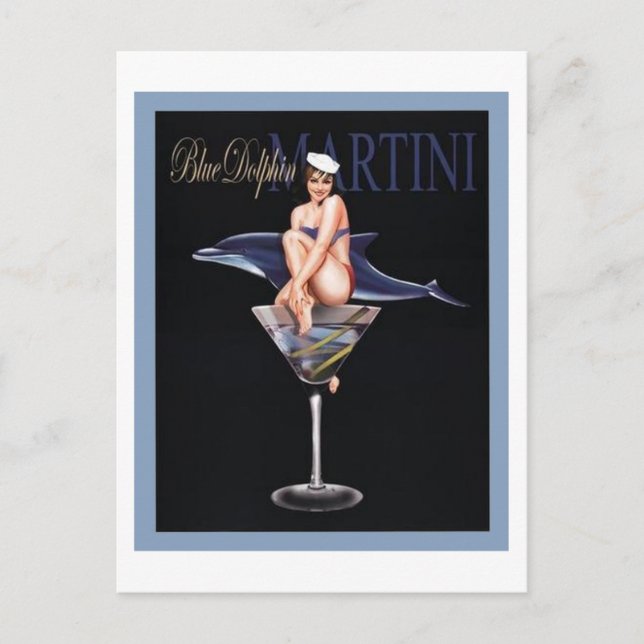 Carte Postale Martini dauphin bleu (Devant)