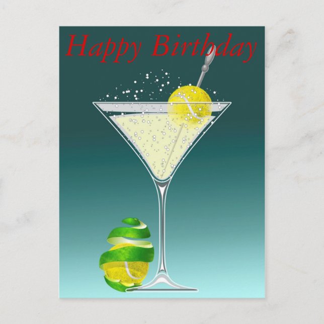 Carte Postale Martini de tennis Joyeux anniversaire (Devant)