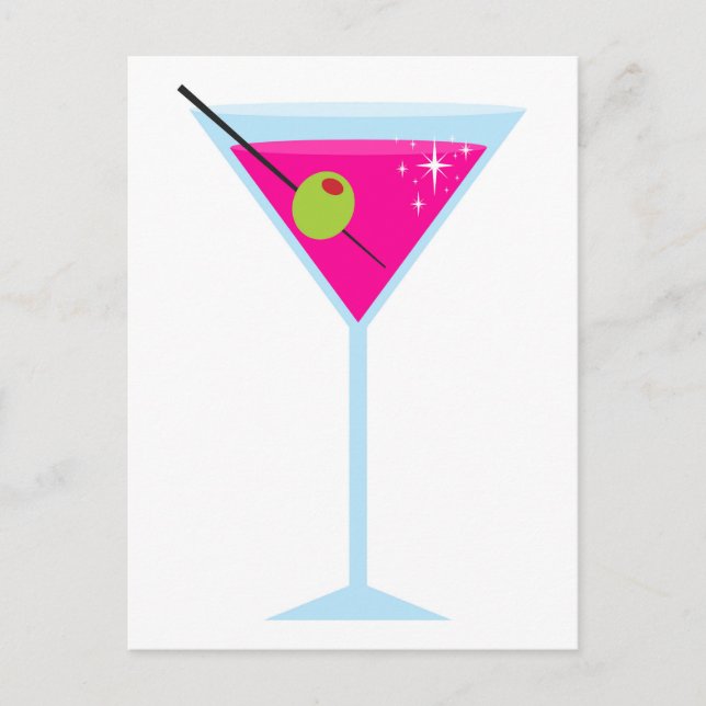 Carte Postale Martini rose (Devant)