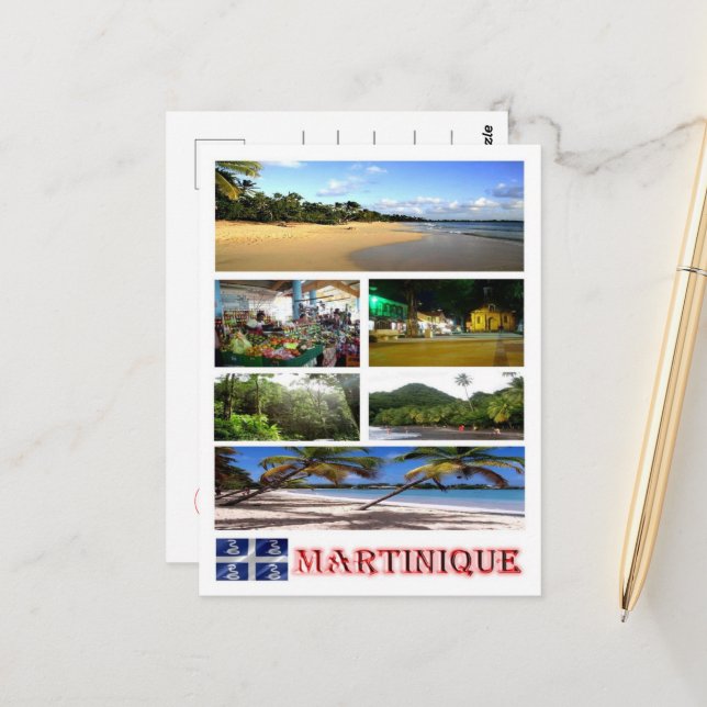 Carte Postale Martinique - Mosaïque - (Devant/Arrière en situation)