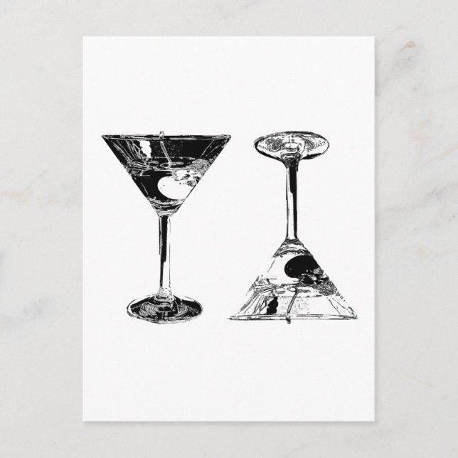 Carte Postale Martinis noir et blanc Pop Art (Devant)