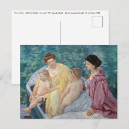 Carte Postale Mary Cassatt - Deux mères et enfants dans un batea