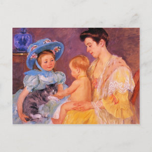 Carte Postale Mary Cassatt - Enfants jouant avec un chat