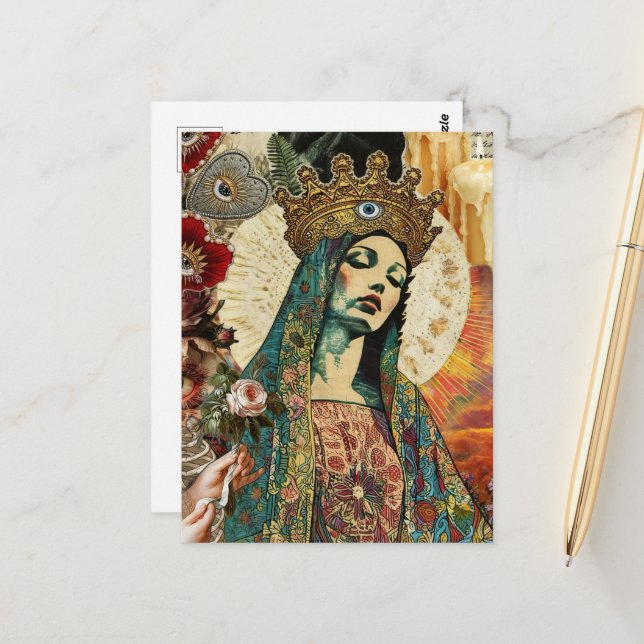 Carte Postale Mary Collage (Devant/Arrière en situation)