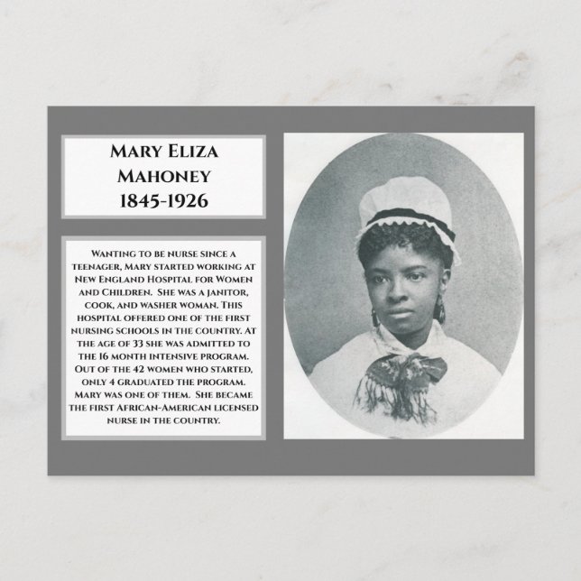 Carte Postale Mary Eliza Mahoney 1ère infirmière inscrite noire (Devant)