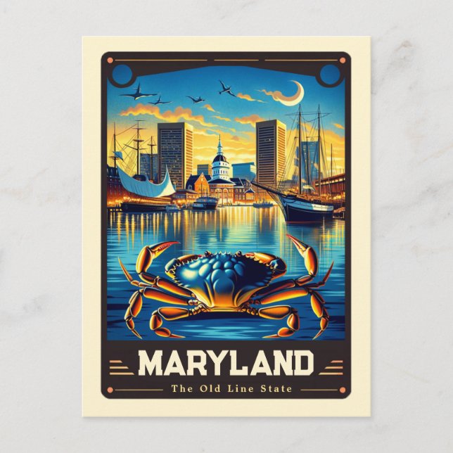 Carte Postale Maryland | Esprit patriotique Vintage (Devant)