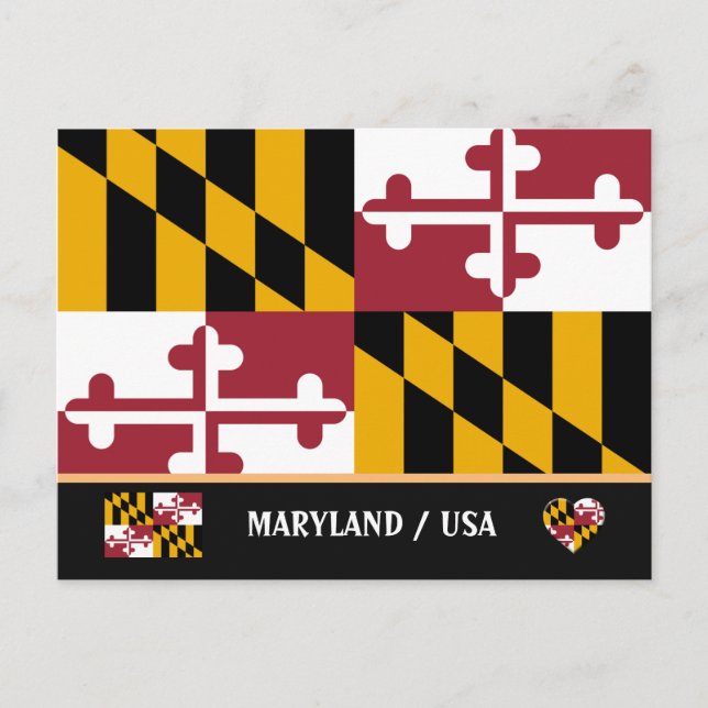 Carte Postale Maryland Flag & Maryland State USA /America (Devant)