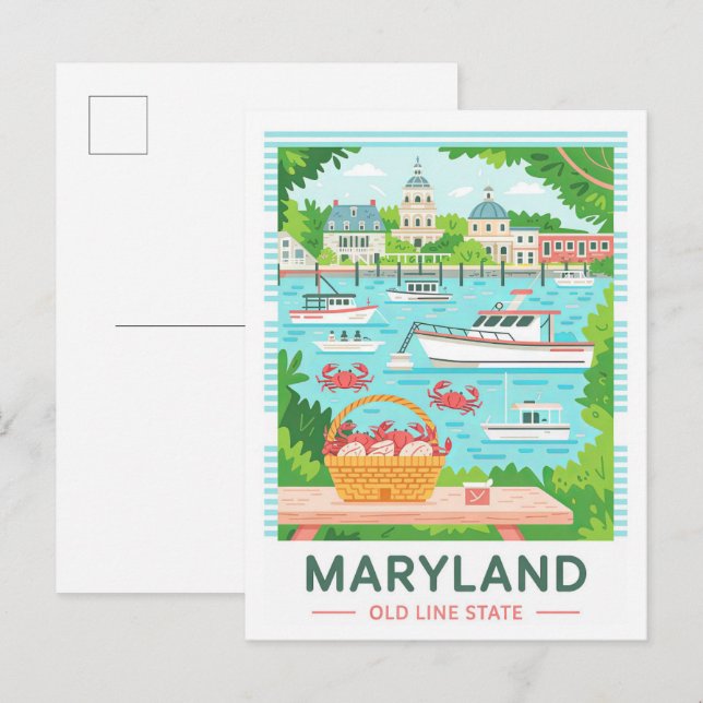 Carte Postale Maryland Old Line State USA Summer Travel (Devant / Derrière)