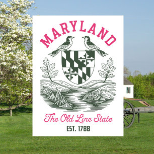 Carte Postale Maryland The Old Line State Établ. 1788 Blason