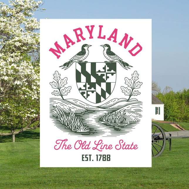 Carte Postale Maryland The Old Line State Établ. 1788 Blason (Maryland )
