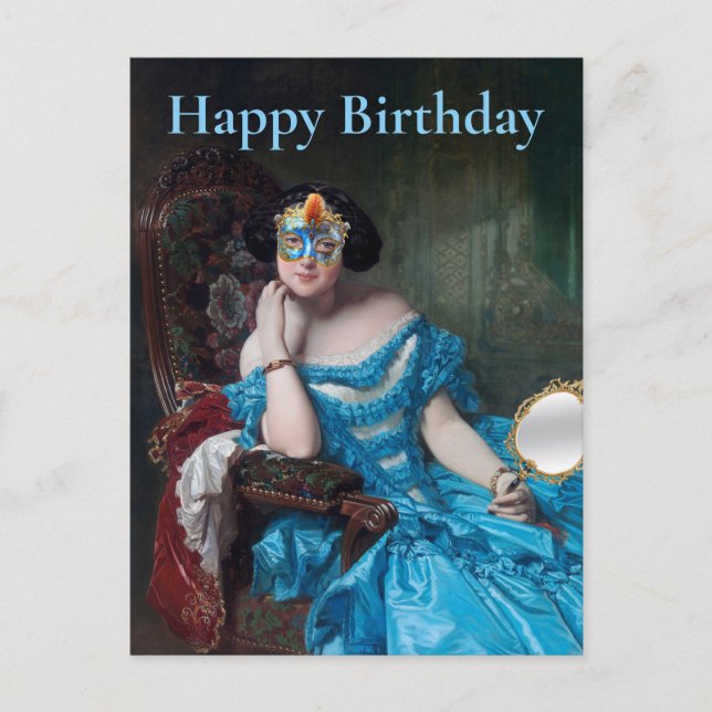 Carte Postale Mascarade très chic Joyeux anniversaire (Devant)